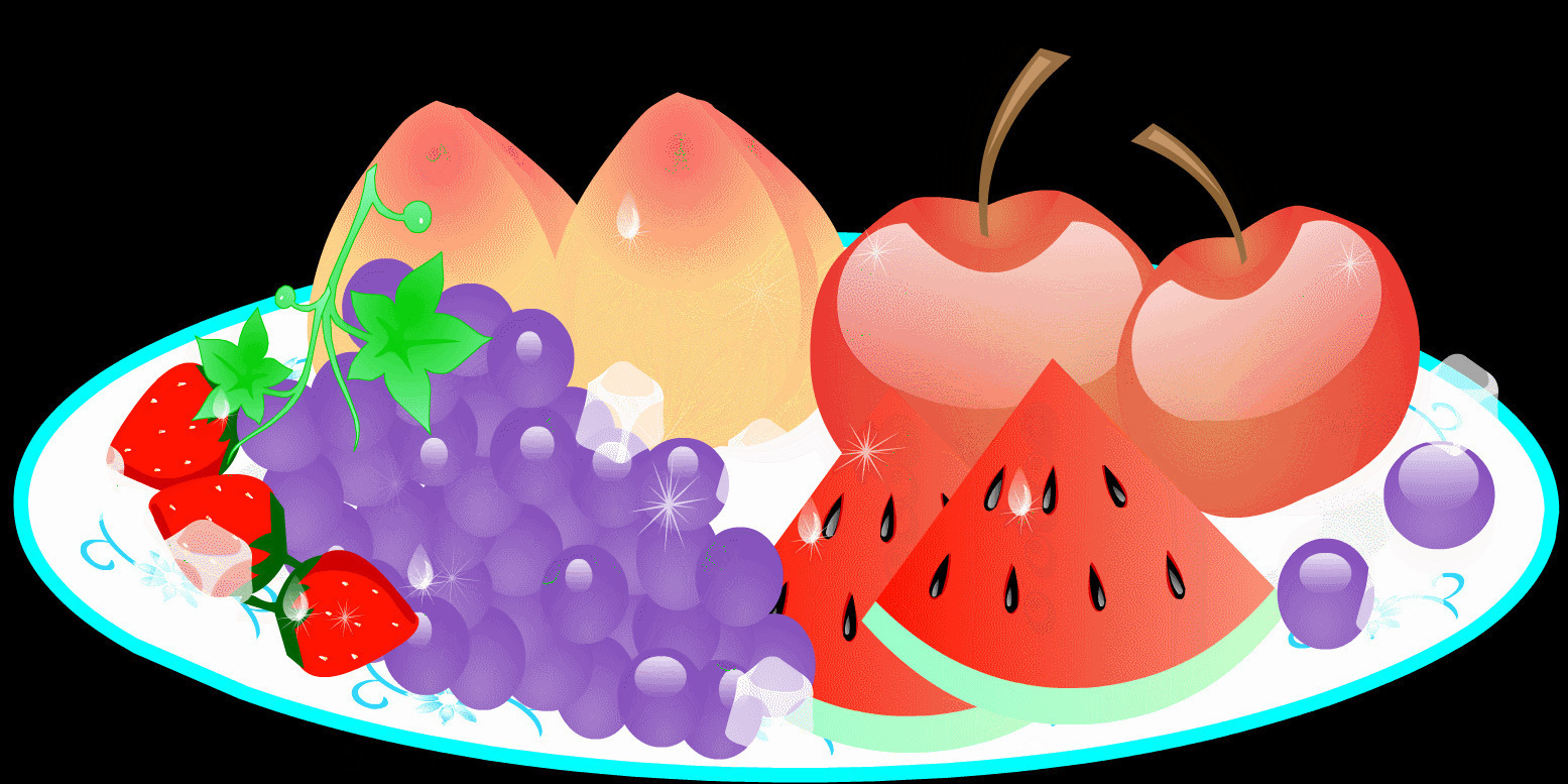 一份美味的水果拼盘卡通gif图片